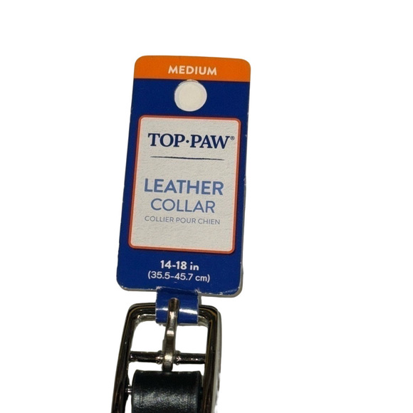 Top Paw Black Leather Dog Collar Medium NWT - Picture 2 of 5
